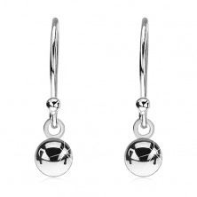 Sterling silver 925 hook earrings with balls, 4 mm