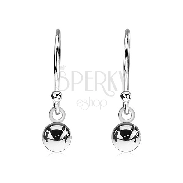 Sterling silver 925 hook earrings with balls, 4 mm
