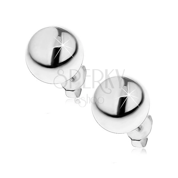 Silver half ball stud earrings 925 - 10 mm