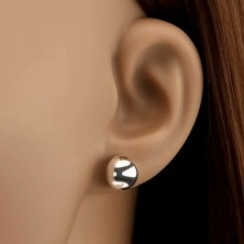Silver half ball stud earrings 925 - 10 mm