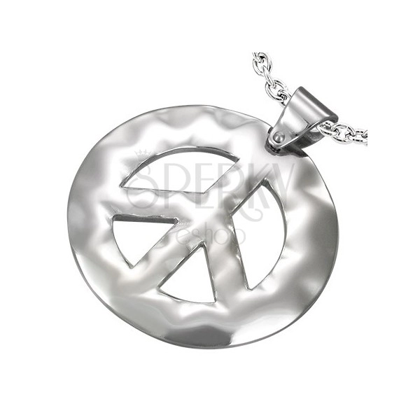 Stainless steel peace sign pendant