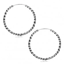 Silver earrings 925 - twisted hoops, 45 mm