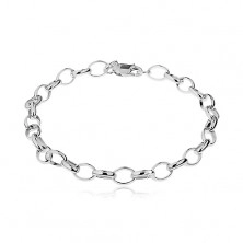 Sterling silver bracelet 925 - oval eyelets, 180 mm