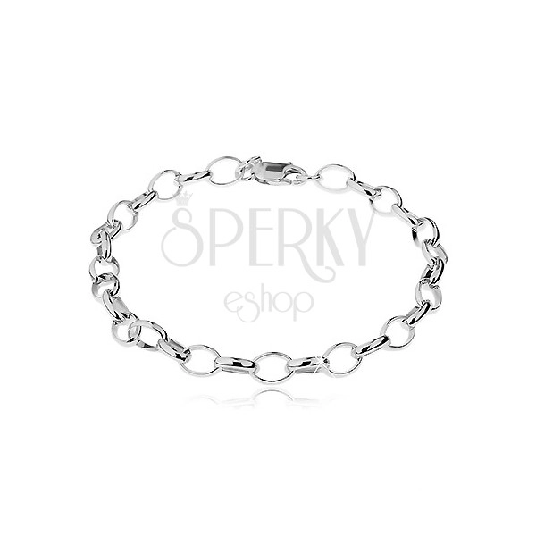 Sterling silver bracelet 925 - oval eyelets, 180 mm