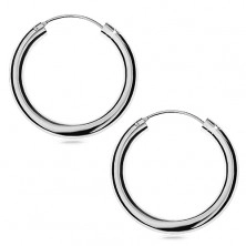 Earrings made of silver 925 - smooth shiny hoops, 30 mm
