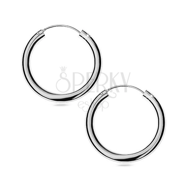 Earrings made of silver 925 - smooth shiny hoops, 30 mm