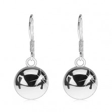 Hook earrings made of silver 925 - shiny balls, 12 mm
