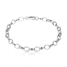Sterling silver bracelet 925 - oval eyelets, 190 mm