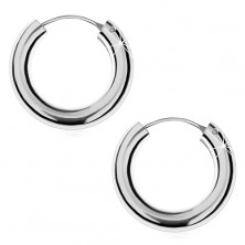 Silver earrings 925 - smooth shiny hoops, 20 mm