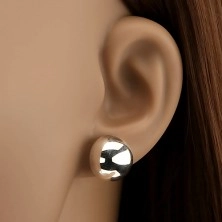 Silver 925 earrings - semi ball, post closure, 14 mm