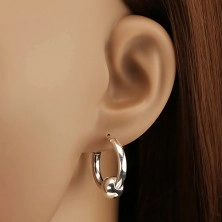 Earrings made of silver 925 - smooth shiny hoops with ball, 20 mm
