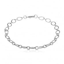 Silver bracelet 925 - big and small oval links, 200 mm