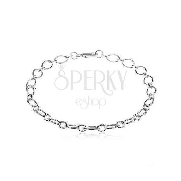 Silver bracelet 925 - big and small oval links, 200 mm