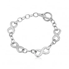 Bracelet made of surgical steel in silver colour with infinity symbols