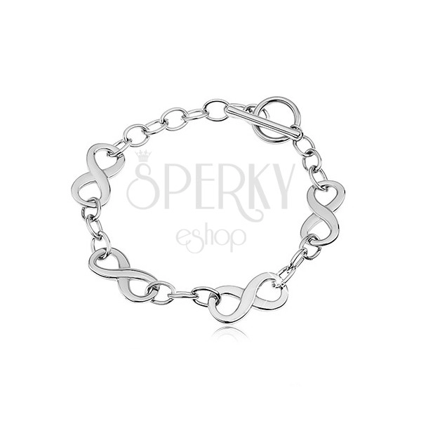 Bracelet made of surgical steel in silver colour with infinity symbols
