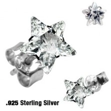 Sterling silver earrings 925 - colorful star, various colours
