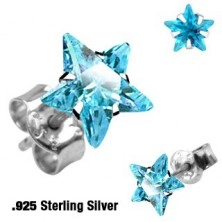Sterling silver earrings 925 - colorful star, various colours