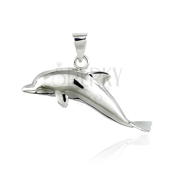 Pendant made of 925 silver - jumping dolphin, 37 mm