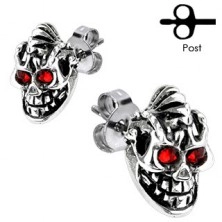 Surgical steel earrings - skull, punk hairstyle