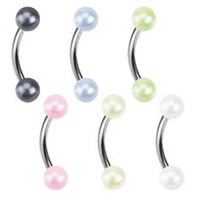 Eyebrow ring - two coloured pearls