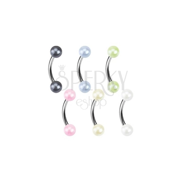 Eyebrow ring - two coloured pearls