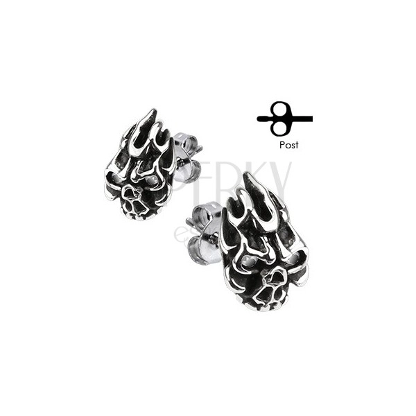 Skull stud earrings made of steel
