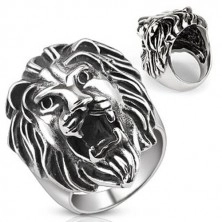 Stainless steel ring - big head of lion