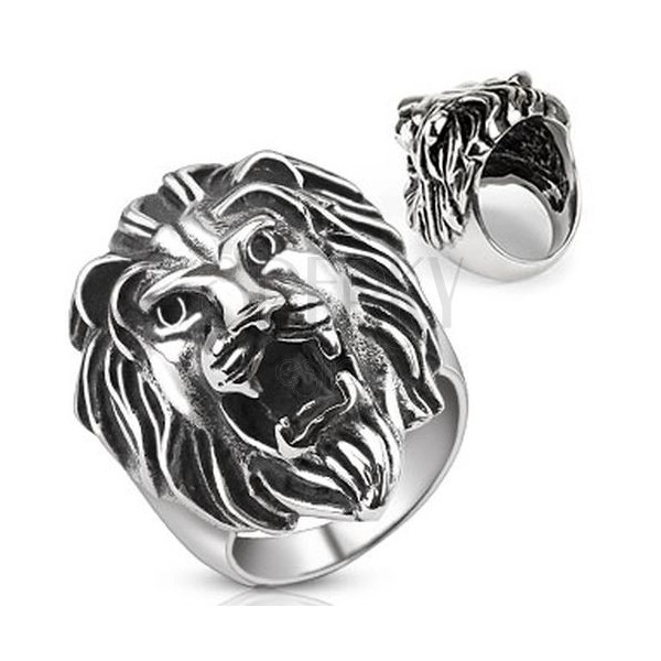 Stainless steel ring - big head of lion