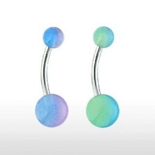 Belly bar made of steel - two-tone UV balls