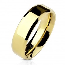 Steel wedding ring in gold colour with finely lowered edges, 6 mm