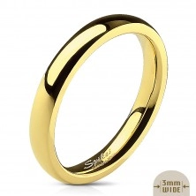Steel wedding ring with mirror shine in gold colour - 3 mm