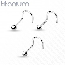 Titanium nose ring - curved, different heads, 0,8 mm