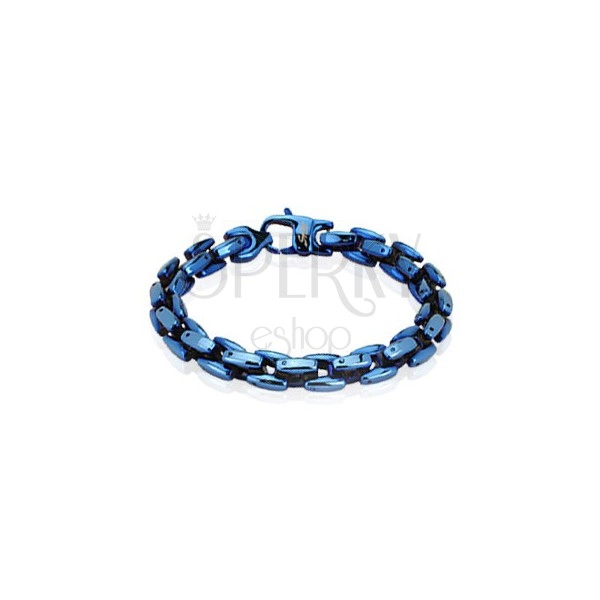 Massive shiny stainless steel bracelet - blue colour