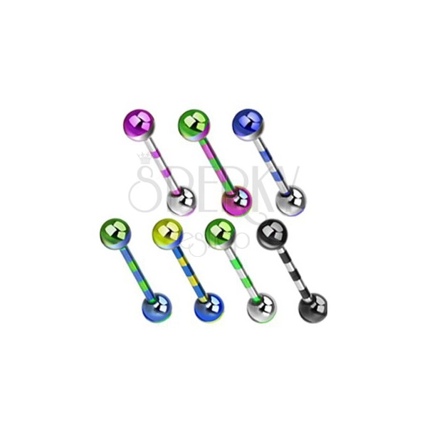 Stainless steel barbell with colourful anodized stripes