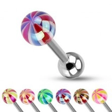 Tongue piercing - colourful ball with pearl shine