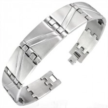 Steel bracelet with matt - shiny zig zag stripes