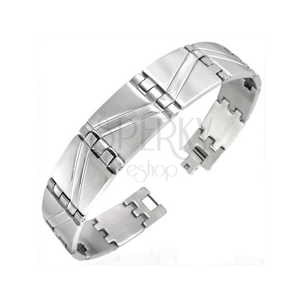 Steel bracelet with matt - shiny zig zag stripes