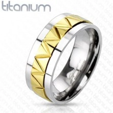 Titanium band with a zig-zag pattern in gold colour