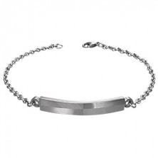 Bracelet made of surgical steel, plate with shiny and matt oblongs
