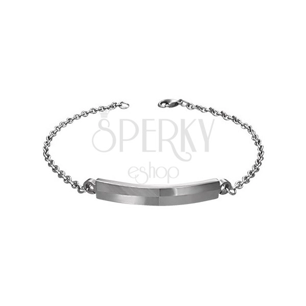 Bracelet made of surgical steel, plate with shiny and matt oblongs