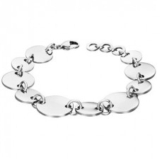 Bracelet made of surgical steel with big and small circles, silver colour