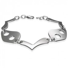 Stainless steel bracelet - hearts and metal plate with holes