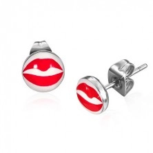 Stud earrings made of steel with lips