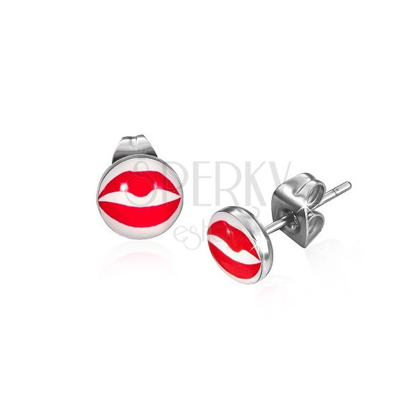 Stud earrings made of steel with lips
