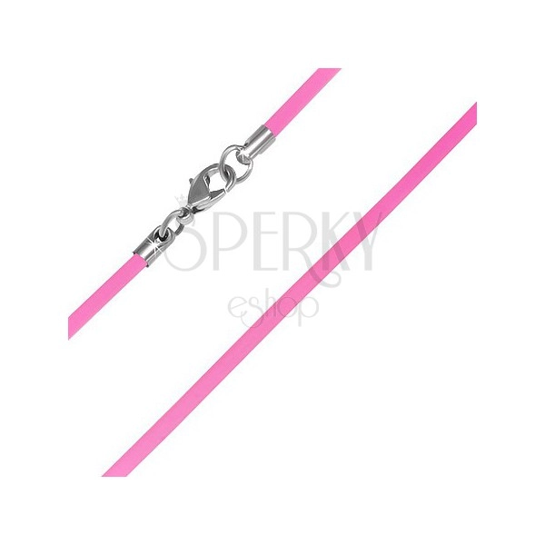 Rubber cord necklace - neon pink, 2 mm