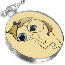 MEME pendant made of steel - LIVID FACE with bulging eyes