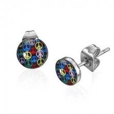 Stainless steel earrings - Peace symbols in different colours