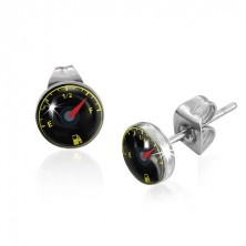 Stud earrings made of steel - fuel gauge with pointer