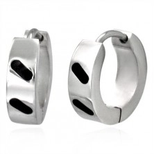 Steel earrings - shiny hoops with diagonal lines