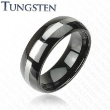 Black tungsten band with silver line, 6 mm